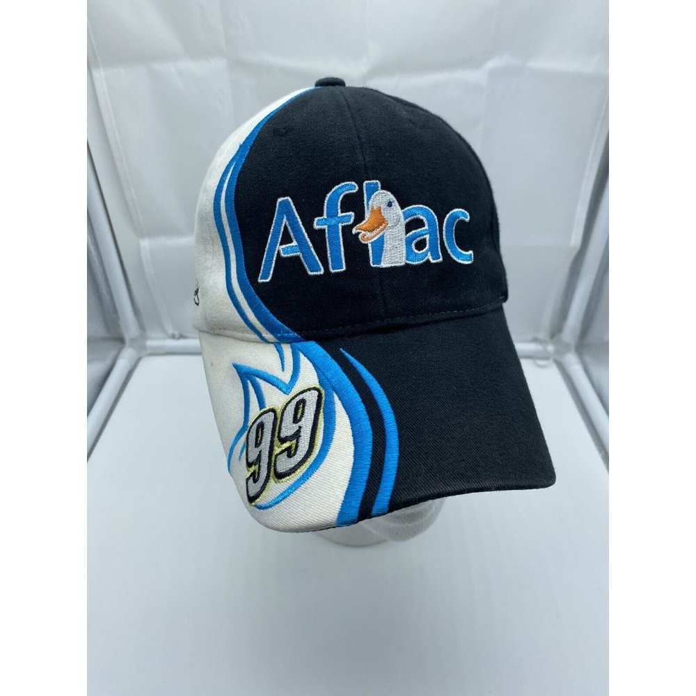 Carl Edwards Aflac 99 Black White Baseball Hat Cap Adjustable Hook Loop Nascar